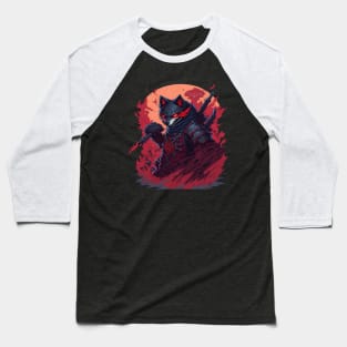 Ninja Warrior Wolf Baseball T-Shirt